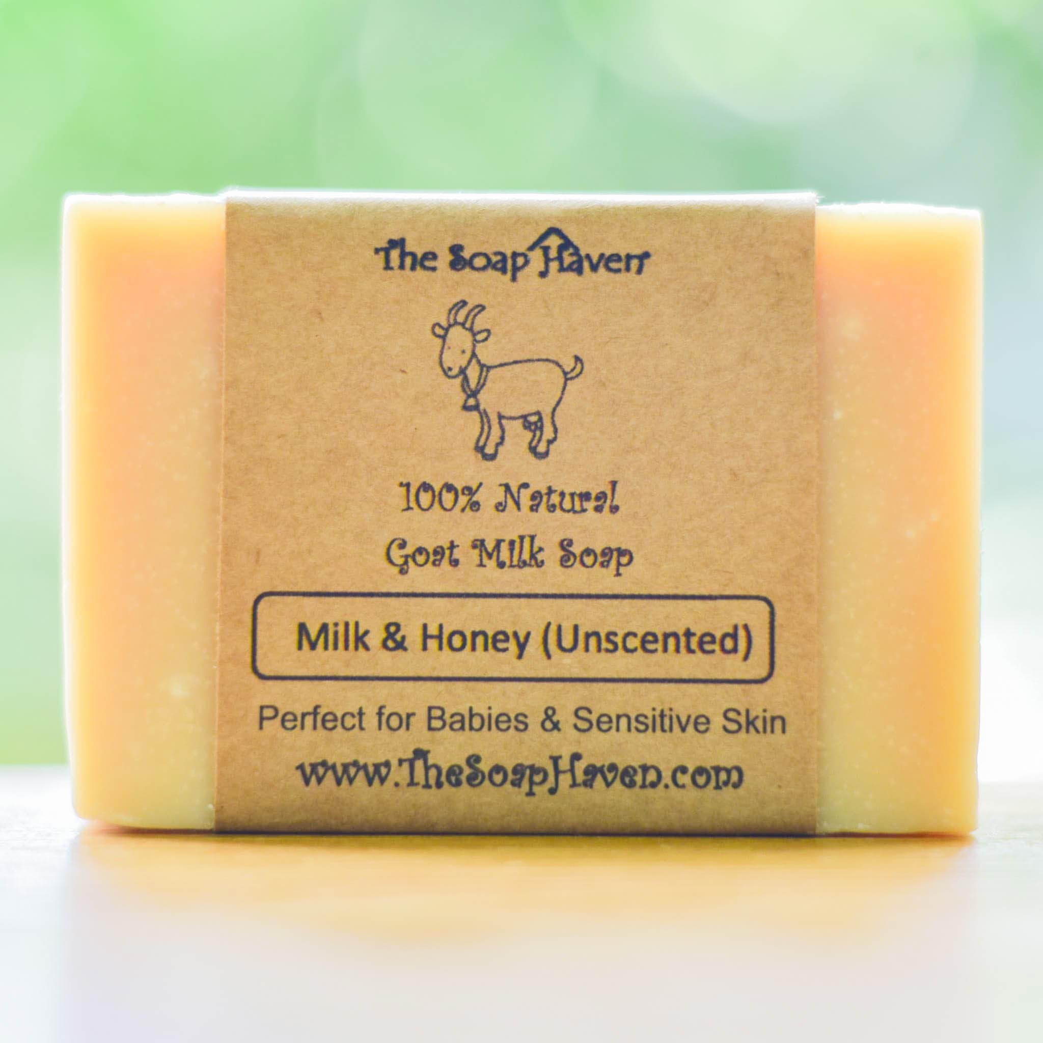 4 Goat Milk Soap Bars with Honey - Handmade in USA. All Natural Soap -  Unscented, Fragrance Free, Fresh Goats Milk. Wonderful for Sensitive Skin  and