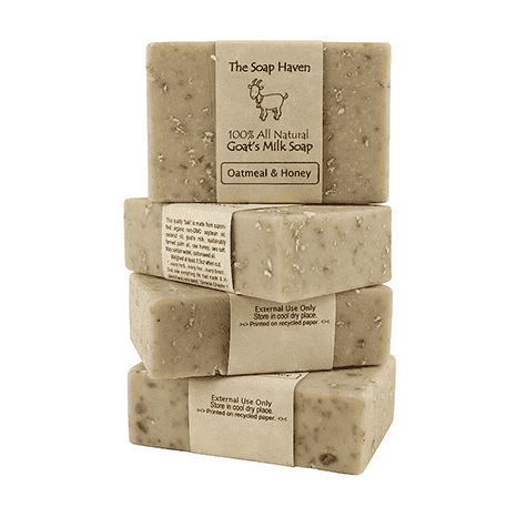 Oatmeal Soap - Pack of 4 Oatmeal & Honey, Goat Milk Soap Bars. All Natural, Unscented Soap - Wonderful for Sensitive Skin and Suitable for All Skin Types. SLS Free, NO Parabens. Handmade in USA.