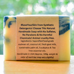 Eucalyptus & Tea Tree Goat Milk Soap (Great for Flu, Sinus, Itchy Skin, Mild Eczema)