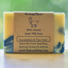 Eucalyptus & Tea Tree Goat Milk Soap (Great for Flu, Sinus, Itchy Skin, Mild Eczema)