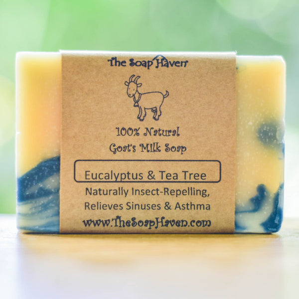 Eucalyptus & Tea Tree Goat Milk Soap (Great for Flu, Sinus, Itchy Skin, Mild Eczema)